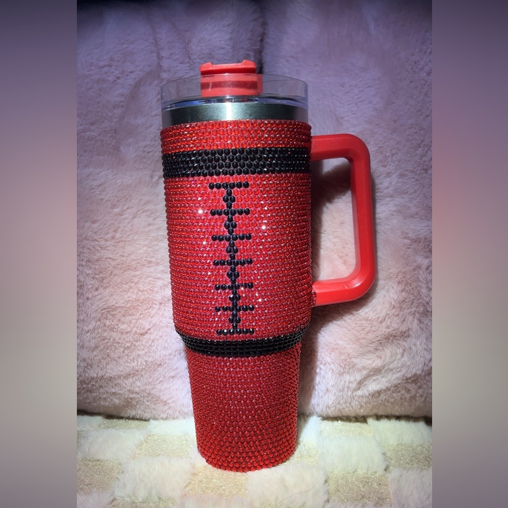 Red and Black Rhinestone Tumbler